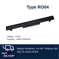 HP Battery Notebook แบตเตอรี่โน๊ตบุ๊ค HP Probook 430 440 G3 Series : RO04 ของแท้ รับประกัน 1 ปี