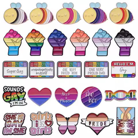 LGBT Enamel Pins Rainbow Pride Gay Asexual Trans Lesbian Dialog Box Brooches Lapel Backpack Badge Je