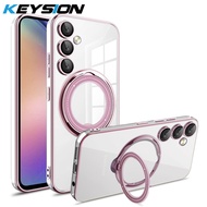 Keytranspsion เคสชุบสำหรับ Samsung Galaxy A05 A05S A15 A53 5G ห่วงตัวปกป้องกล้องถ่ายรูปยืน S23เคส Galaxy FE