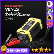 COD Taffware Venus Intelligent Battery Charger Aki Mobil 12V 6A / Charger Cas kering aki motor dan mobil otomatis terbaik  cepat / cas charger aki sepeda listrik digital Fast charging full otomatis / Cas Charger aki bagus elektrik electric listrik