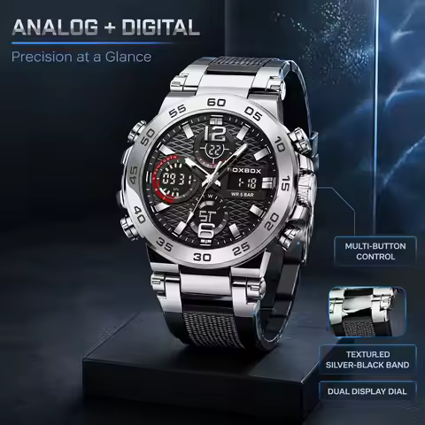 FOXBOX Sport Men's Digital Watch Fashion Quartz Big Dial Watch Men Casual Luminous Waterproof Watche