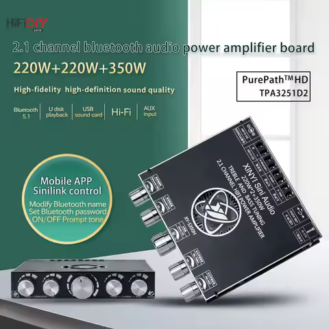 S350H TPA3251D2 Bluetooth 5.0 2.1 Channel Power Audio Stereo Subwoofer Amplifier Board 220WX2+350W T