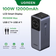 UGREEN 100W 12000mAh LCD Display Power Bank Compatible with Macbook M3, iPad Air, iPhone 17 16 15 14