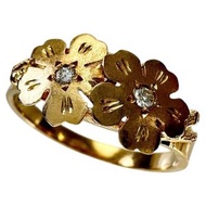 二手 13 號櫻花圖案鑽石戒指，18K 金，2.6 克。