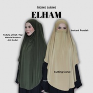 QAINISA ELHAM Tudung Sarung Curve Lycra Berdagu Khimar Umrah Instant Purdah Niqab Ironless Flowy Lyc