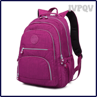กระเป๋าสำหรับเด็กผู้หญิงวัยรุ่นโรงเรียน IVPQV จุของผู้หญิงกระเป๋าเป้สะพายหลังกันน้ำสีม่วงสีชมพูกระเป๋านักเรียนกลางแจ้งถุงกระเป๋าแล็ปท็อปเดินทางดอส