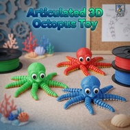 Articulated 3D Octopus Toy, 3D Octopus Toy, Flexible Octopus Figure, 3D Print Articulated Toy, Sea F