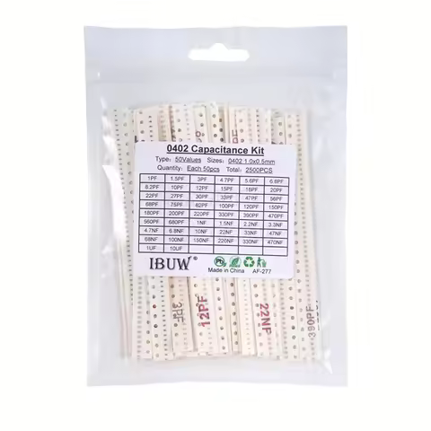 0402 SMD Ceramic Capacitor Assorted Kit 1pF~10uF 50values*50PCS=2500PCS Chip Ceramic Capacitor Sampl
