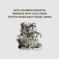 AUTO GEARBOX DAIHATSU PERODUA MYVI 1.3/1.5 FROM TOYOTA PASSO RACY K3/3SZ JAPAN