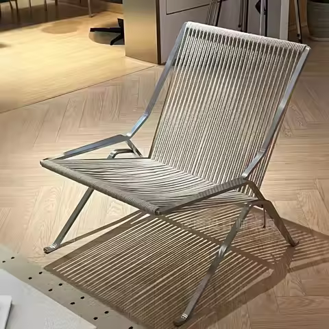 Stainless Steel Chair Sofa Single Seat Lounge Chair Living Room Rope Sofa Hotel Lounge Reception Cha