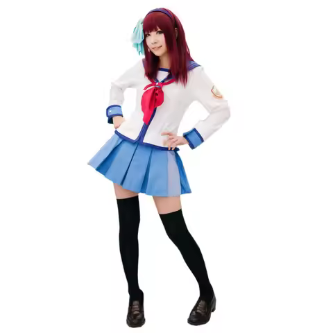 《Customize》Anime Angel Beats Nakamura Yuri School Uniform Fashion Dress Women Girl's Fancy Cosplay C