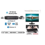HP 800 G2 TINY PC Core i7 6th Gen 8GB RAM, 256GB SSD &amp; 24'' Lenovo FHD HDMI monitor Win10 PRO MS office[REFURBISHED]