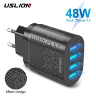 USLION EU/US Plug USB Charger 3A Quik Charge 3.0 Mobile Phone Charger For iphone 14 Samsung Xiaomi 4