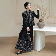 【玄墨】新中式復古中國風 提花背心/馬面裙