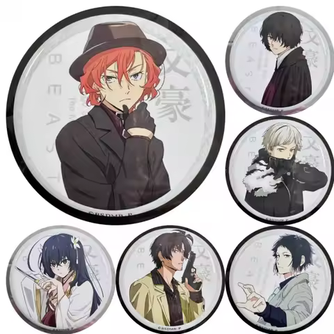 58mm Anime Dazai Osamu Nakajima Atsushi Izumi Kyouka Ryunosuke Akutagawa Cosplay COSTUME Badge Pin S