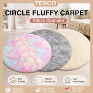 【SG Seller】Circle Rug Soft Bedroom Floor Mat Fluffy Carpet 100cm Fluffy Wool Rug Shaggy Carpet