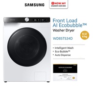 SAMSUNG 8.5/6KG Front Load Washer Dryer WD85T534DBE | AI Ecobubble Mesin basuh Pengering 洗衣机烘干机