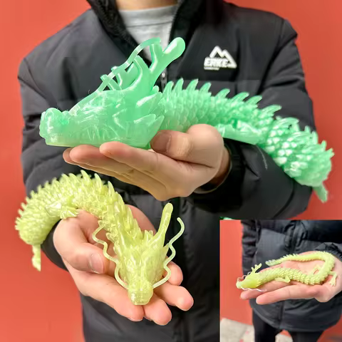 3D Printed Chinese Dragon Statue, Flexible 3D Printed Animal, Colorful Figurines Statue, 90Cm/35.43I