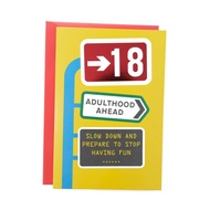 GREETING CARD- HALLMARK- GREETING CARD- 18th BIRTHDAY- ADULTHOOD AHEAD