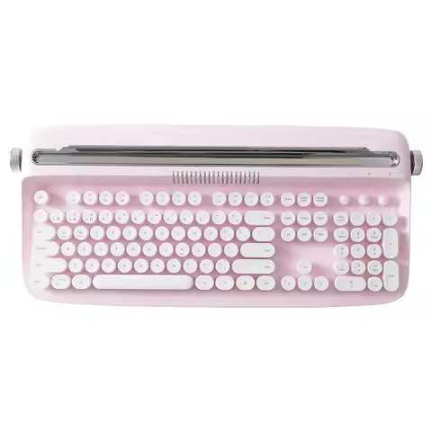 YUNZII ACTTO B503 Baby Pink Wireless Bluetooth Retro Typewriter Aesthetic Keyboard with Integrated S