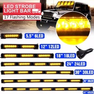 Amber Led Warning Flashing Light Car Roof Emergency Warning Strobe Light Bar 17 Flash Mode Waterproof 12/24V Truck Lorry