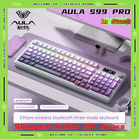 AULA S99 Pro Three Mode Gaming keyboard Bluetooth Wireless keyboard RGB Backlight Ergonomic Office P