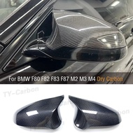 For BMW F82 F83 M3 M4 M2 F87 Competition Real Dry Carbon Fiber  Rear SideView Mirror Cover Caps Add 
