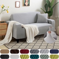 【Ready Stock】Sofa Cover 1/2/3/4 Seater L Shape Universal Solid Color Sarung Sofa Elastic Fleece Non Slip All Inclusive For Living Room Stretch Slipcover Couch Cover Sofa Protector【hooking】