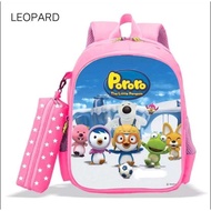 Tas Ransel Anak TK PAUD Karakter Pororo Bonus Tempat Pensil Termurah