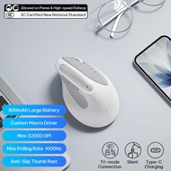 BOW MD390L Three-mode Ergonomic Mouse Wireless Bluetooth Type-c Rechargeable 2.4G Mouse Office Gamin