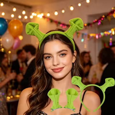 Green Monster Ears Headband Plush Hairpins Shrek Cosplay Hair Clips Halloween Carnival Party Costume