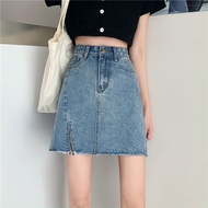 rok midi korean style rok A-Line rok jeans high waist rok span jumbo hitam rok panjang ootd terbaru 