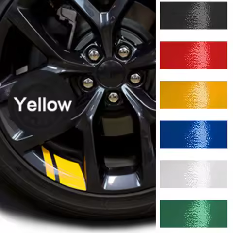 4Pcs Car Interior Stickers Reflective Car Wheel Rims Vinyl Sticker Hash Mark Stripe Racing Wheel Hub