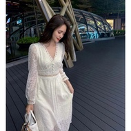 laurensia dress lace midi dress putih lacey dress korea white