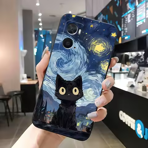 Van Gogh Gustav Klimt Mona Lisa Fun Cat Case For OPPO A77 A57S A96 A91 A54 A74 A94 A73 A78 A53S A54S
