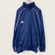 90年代古著adidas運動外套/球衣，復古款，藏藍色，帶刺繡logo，尺寸2XL