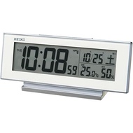 SEIKO Clock Alarm Always on, Radio Wave Digital Calendar, Temperature, Humidity Display, Visible at 