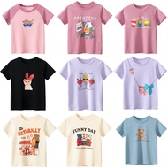 2023 kids clothes 2-8 years old Pure cotton girls lovely fashion cartoon loose Short Sleeve T-Shirt 