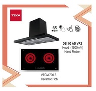 Teka DSI 90 AD VR2 Decorative Hood (1500m3/h) + VTCM 700.3 Ceramic Hob with Ducting Set