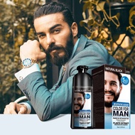 【Thriving】 200ml Natural Long Lasting Permanent Black Beard Dye Shampoo For Men Beard Dying Removal White Gray Beard Hair Dye