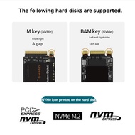 M.2 NVME SSD Case External Enclosure USB 3.2 Gen2 10Gbps Type-A + Type-C M2 NVME Adapter Box Support