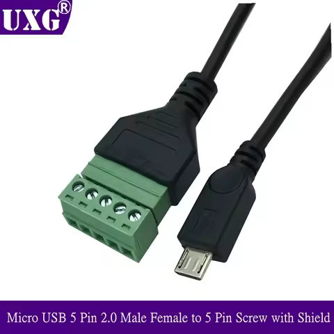 1pcs 1FT Micro USB 5 Pin 2.0 Male Female to 5 Pin Screw with Shield Solderless Terminal Plug Adapter