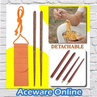 Outdoor Foldable Wooden Chopstick Outdoor Camping Chopstick Detachable Chopstick Reusable Cutlery Penyepit Lipat 折叠式筷子