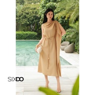 Đầm be suông sát nách vai cách điệu SIXDO (Beige Woven Loose Dress)