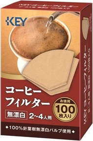 KEY COFFEE - F16824 KEY COFFEE 咖啡濾紙 (3 角無漂白) 100's (日本直送)