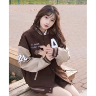 ACHOOK BASEBALL JACKET OVERSIZE | WOMEN'S BOMBER JACKET | OVERSIZE VARSITY BASEBALL JACKET | KOREAN 