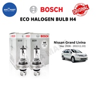 BOSCH Eco H4 Halogen Headlamp Bulb 12V 60/55W H4 Bulb for Nissan Grand Livina (2006-2013)(L10) Mentol Depan Grand Livina