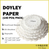 【140 Pieces】 3.5/4.5/6.5/7.5/8.5/9.5/10.5/12 Inch Doyleys Paper Doily Dolly Paper Kertas Minyak Pela