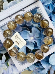 精品級天然金銀銅髮魔鬼髮晶14.1-14.5mm58.58g鋼絲球效應避邪