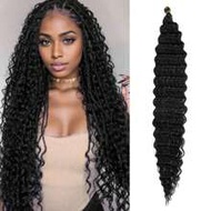30 Inch Deep Wave Crochet Braided Wig, Synthetic Curly Crochet Braided Wig (30 Inch, Black)